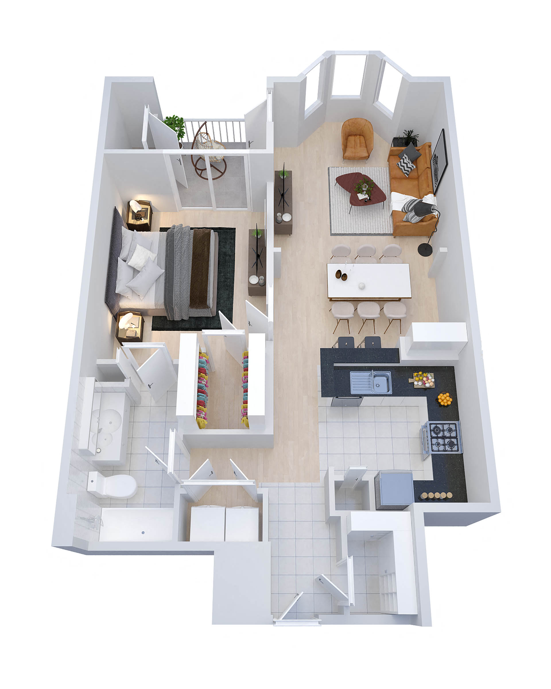 Floor plan for 1 bed, 1 bath, 780 sqft